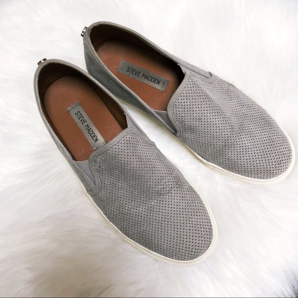 Steve Madden Zarayy Gray Perforated Slip-on Shoes